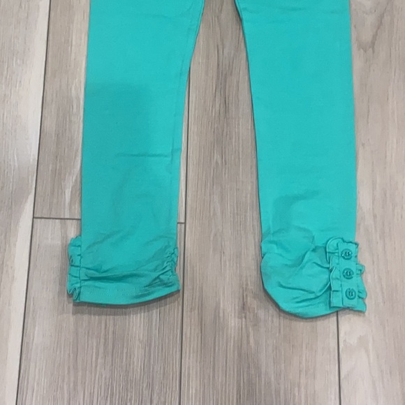 EUC Girls Adorable Essentials Ruffle Leggings Size 12 Solid Green Teen Tween - Picture 3 of 8